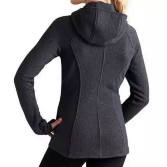Athleta Full Asymmetrical Zip Hoodie Jacket Charcoal Gray Thumbholes - Picture 2 of 14